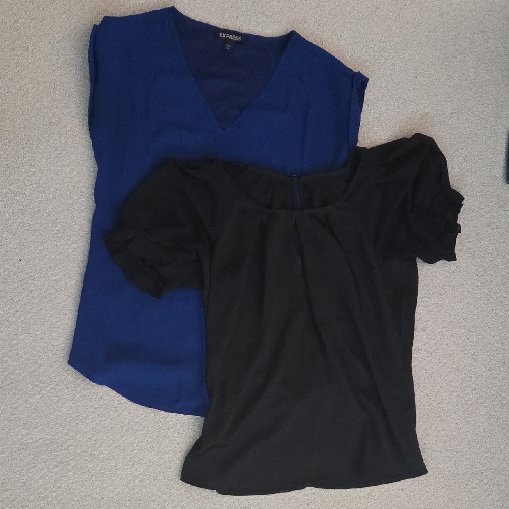 Express Women's Blue and Black Blouse Duo